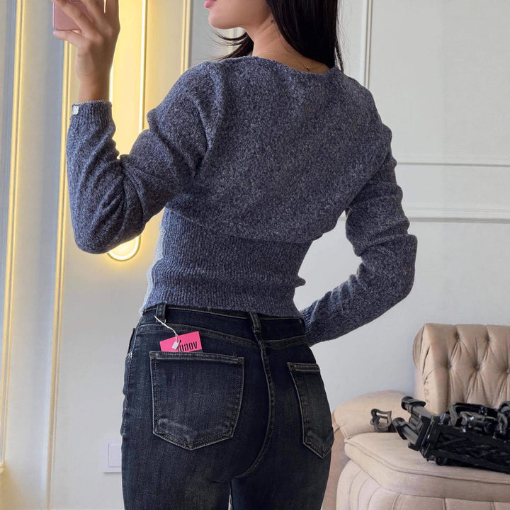 Damer cardigan med delikat blonder trim og elegante knapper Stilla