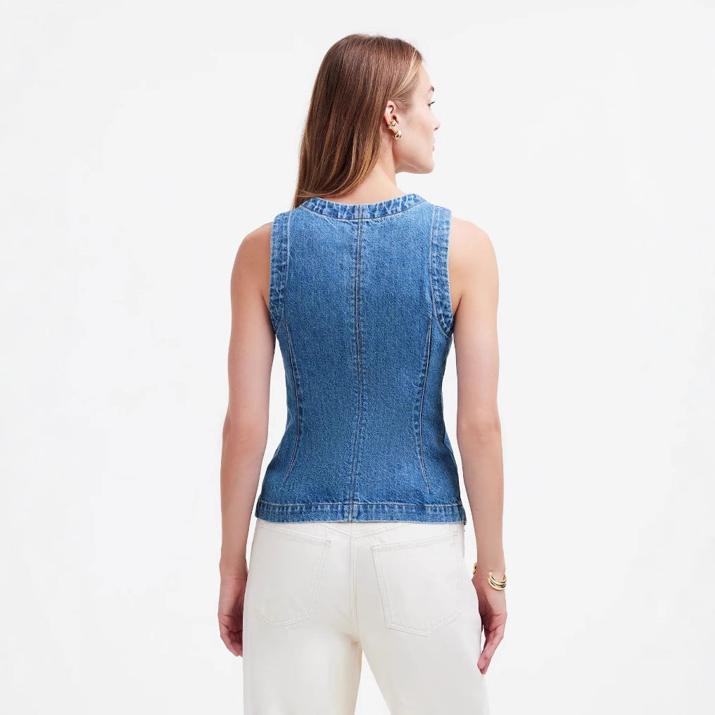 Damer Denim Vest Stilla