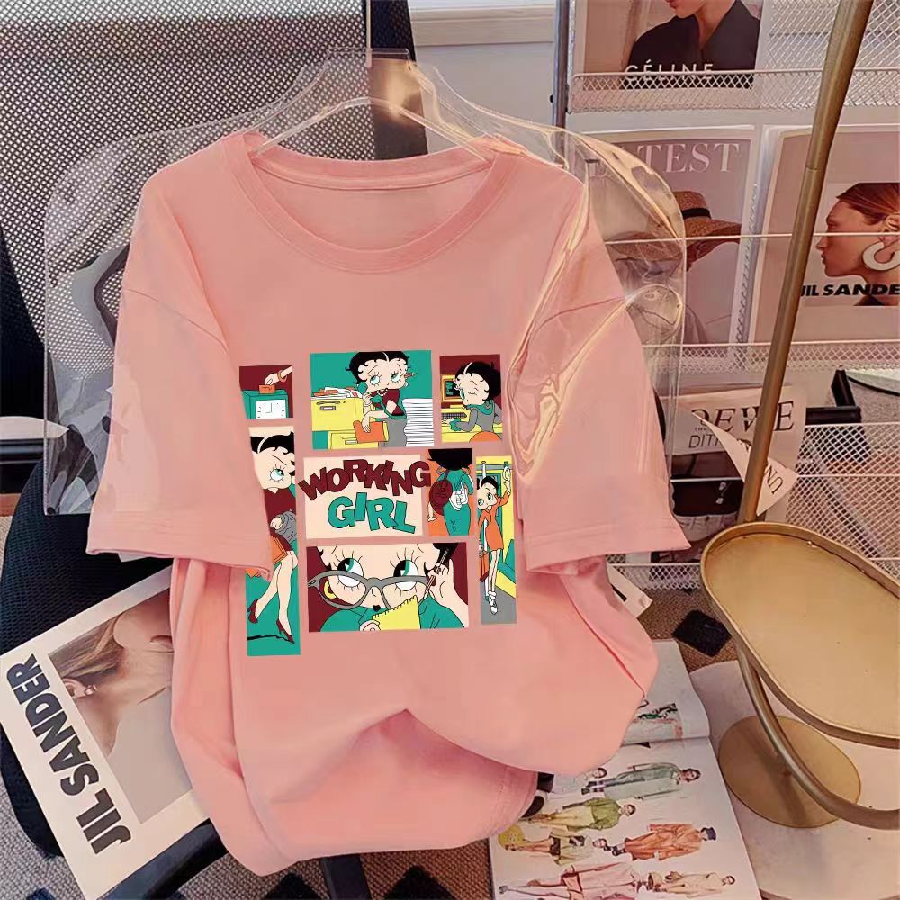 Dame T-shirt med kreativt comic-design Stilla