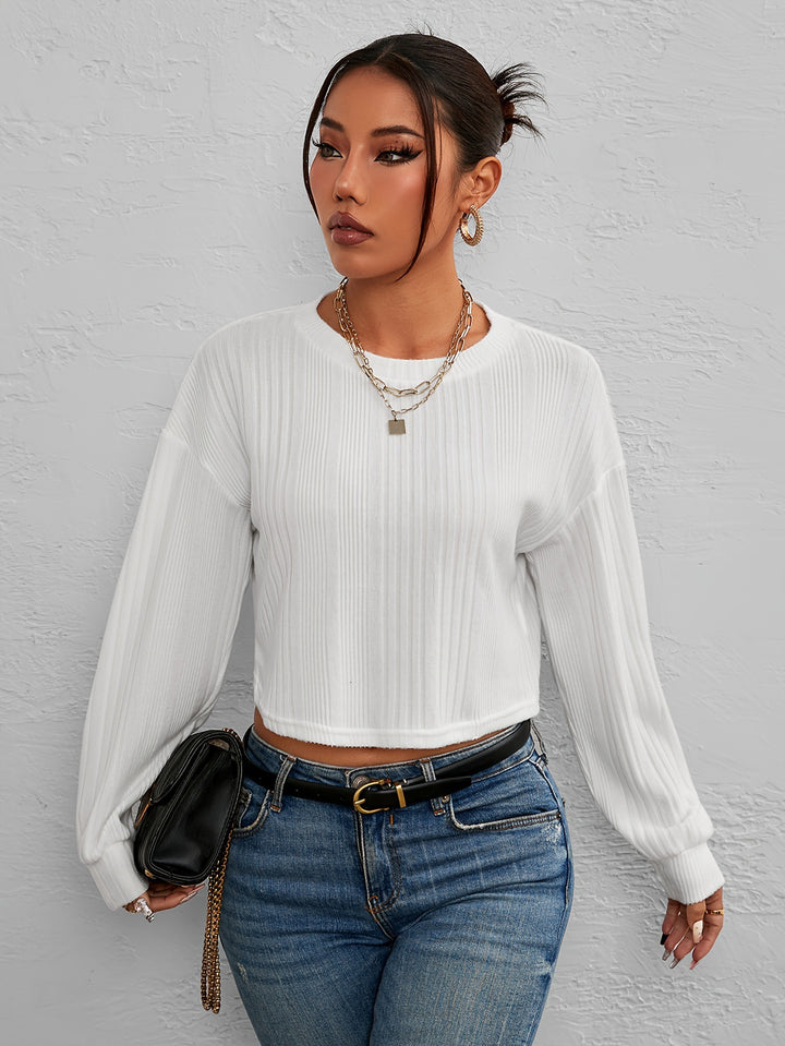 Damer afslappet og komfortabel cropped longsleeve skjorte Stilla