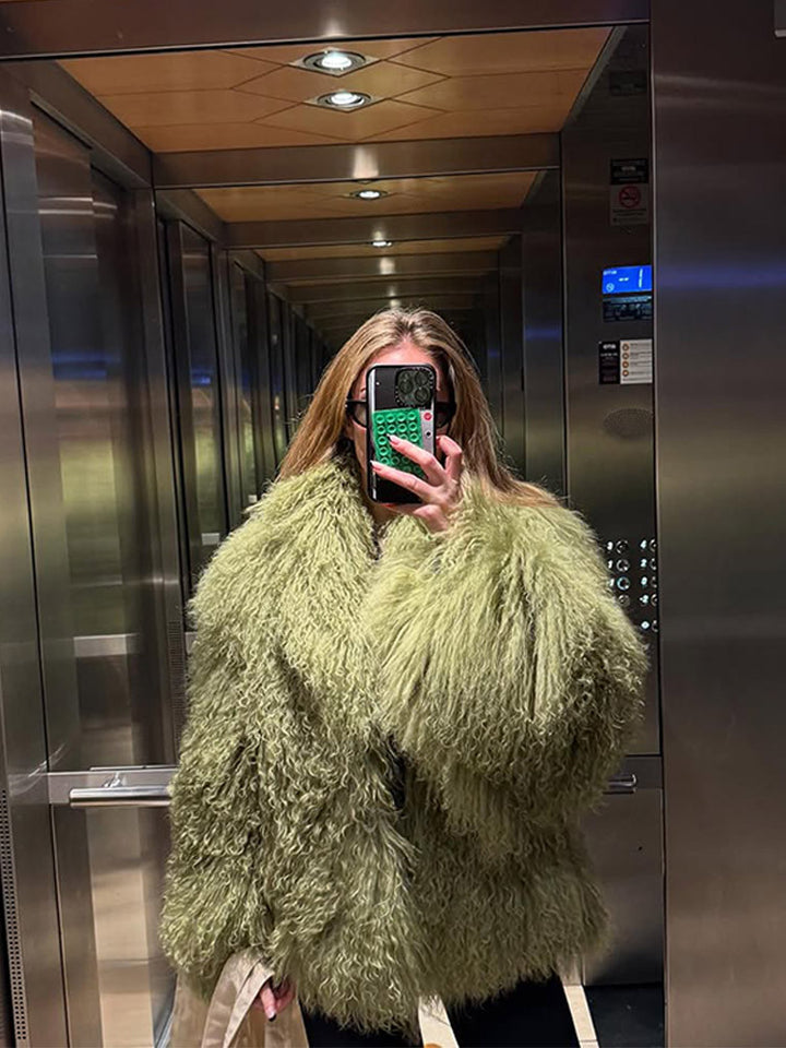 Dame Oversized Kunstpelsjakke med voluminøse ærmer Stilla