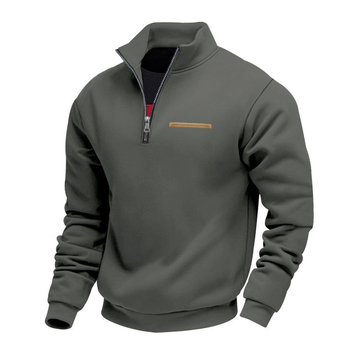 Herrer nan halv-zip sweatshirt lavet af tung fleece med ståkrave og skjult brystlomme Skovae