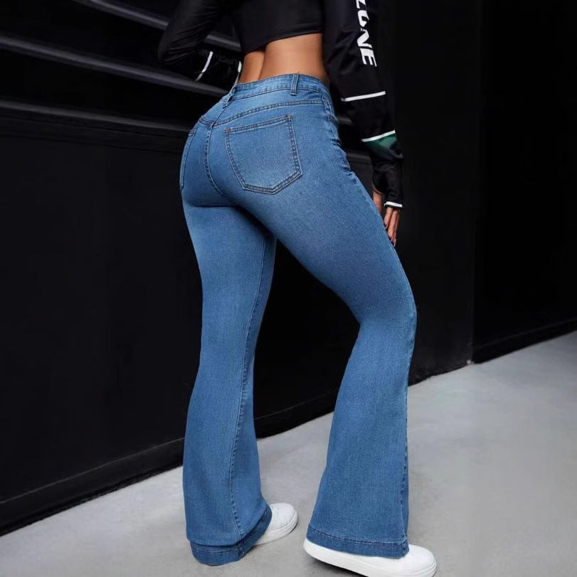 Dame Flared Jeans med høj talje og figursyet snit Stilla