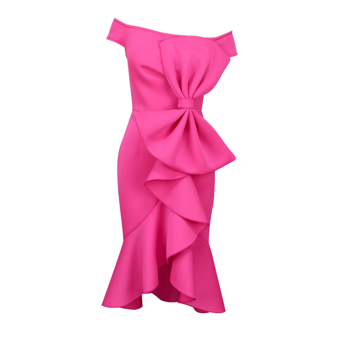 Dame Elegant omslagkjole med volan og off-shoulder design Skovae