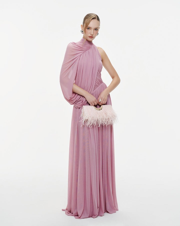 Dame Elegant aften kjole med asymmetrisk design og smart drapering Skovae