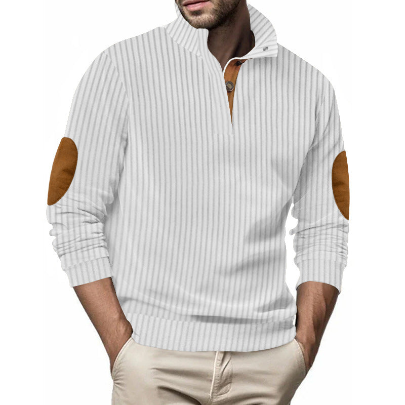 Herrer elegant sweater med ståkrave og kontrastknapper Stilla