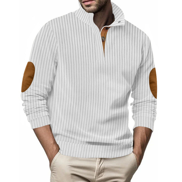 Herrer elegant sweater med ståkrave og kontrastknapper Stilla