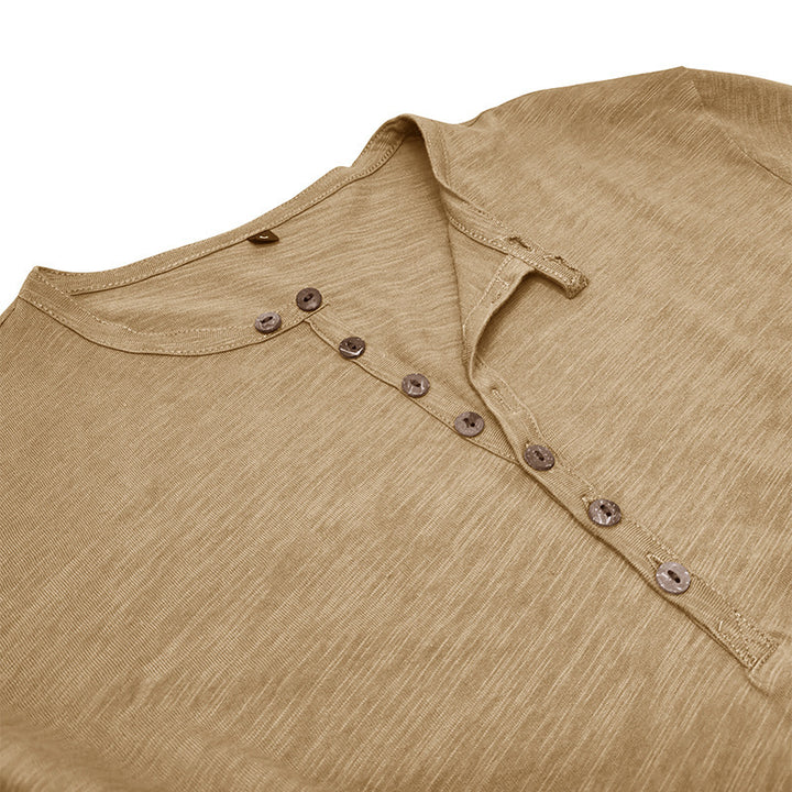Herrer Langærmet Henley-Skjorte med stilfulde knapper Stilla