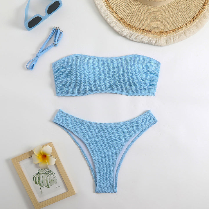 Dame bandeau-bikini med struktureret design Skovae