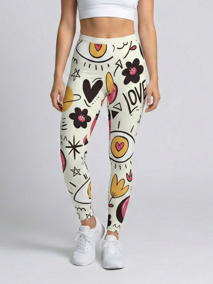 Dame sportleggings med stilrent stjernedesign og høj talje Skovae
