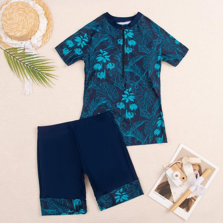 Dame Surfdragt med elegant plante mønster og praktiske shorts Stilla