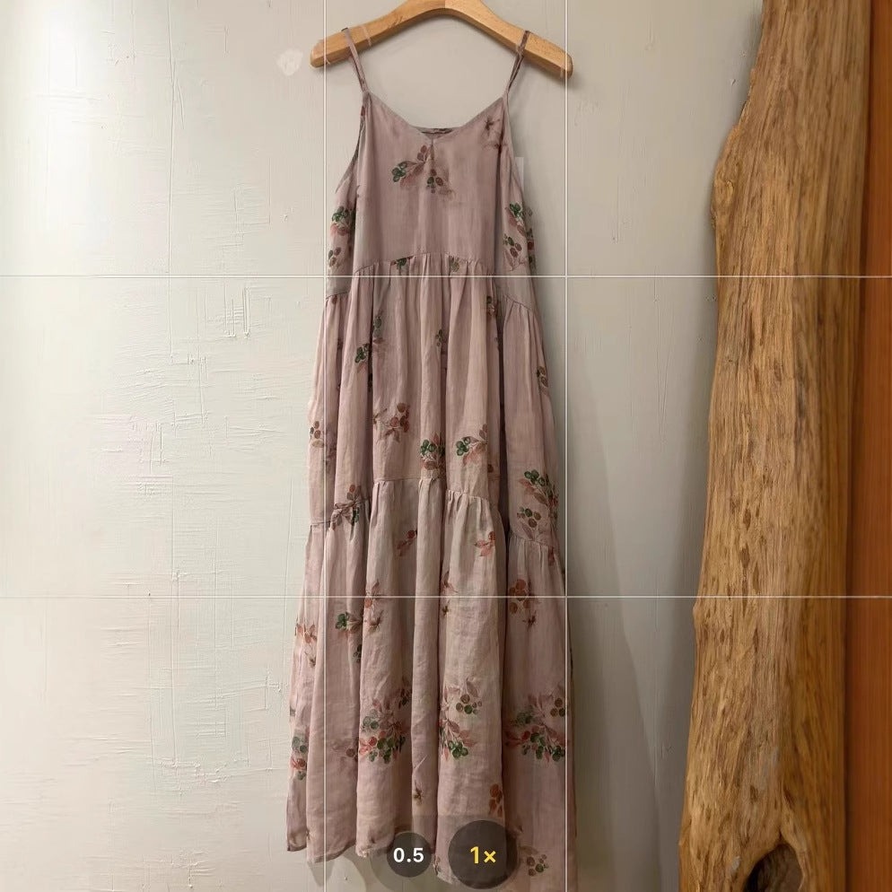 Femme Stribet Blomster Mønster Maxikjole Stilla