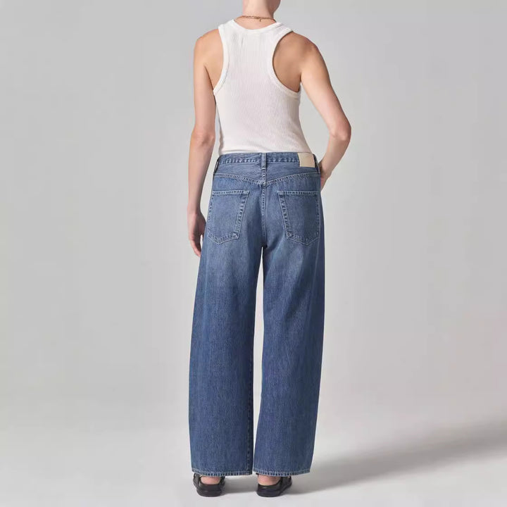Dame bred denim-bukser med justerbar talje og afslappet pasform Stilla