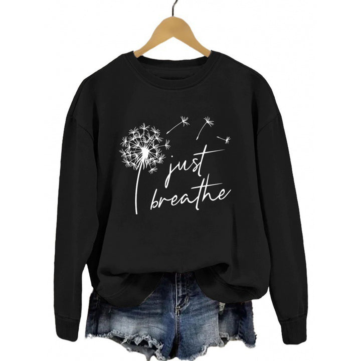 Kvinders sweatshirt med inspirerende mælkebøtte motiv Stilla