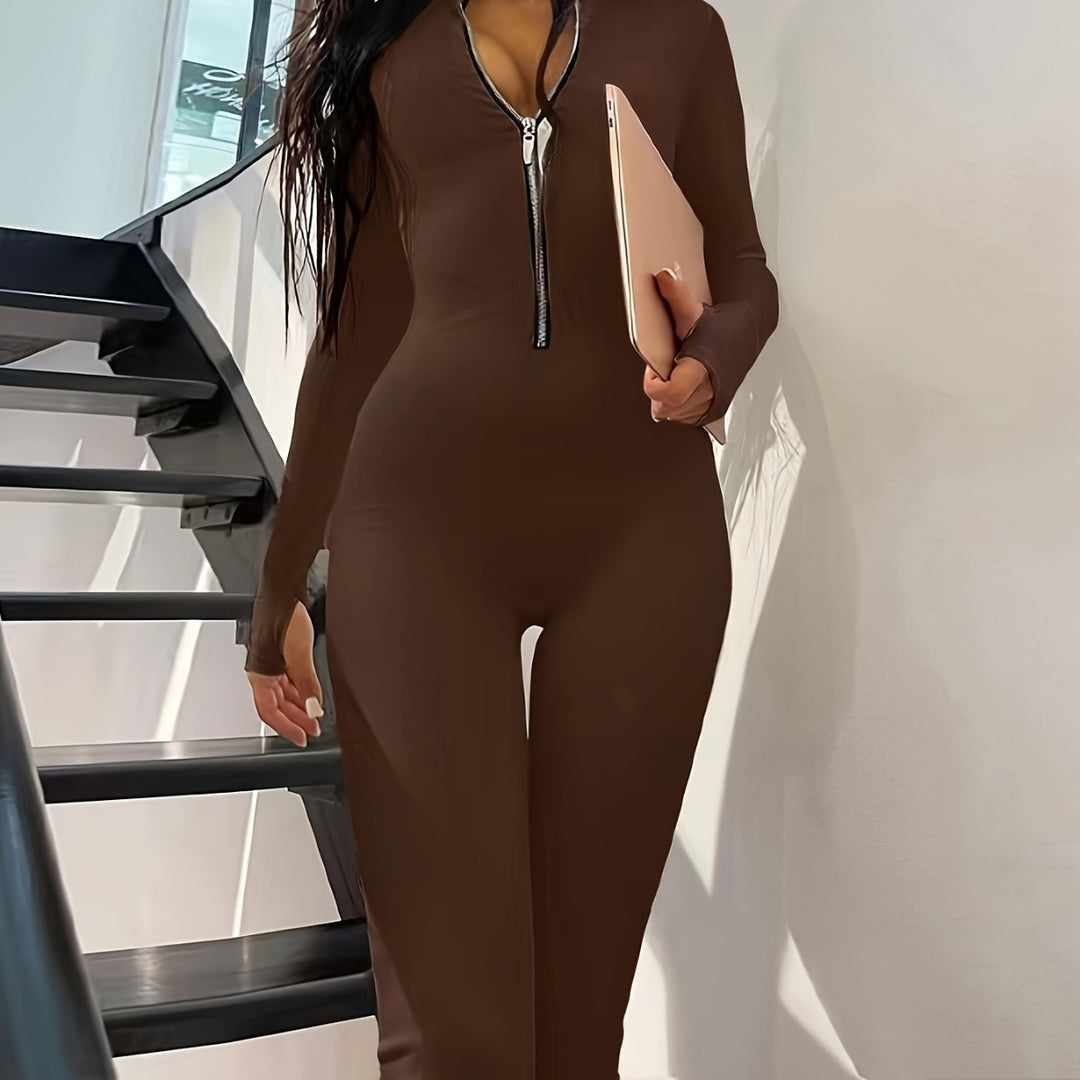 Kvinder Slim-Fit Lynlås Catsuit Stilla