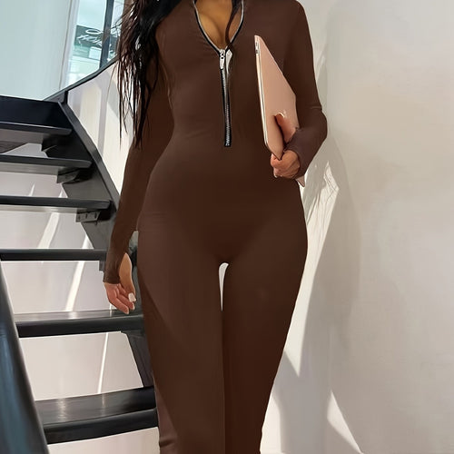 Kvinder Slim-Fit Lynlås Catsuit Stilla