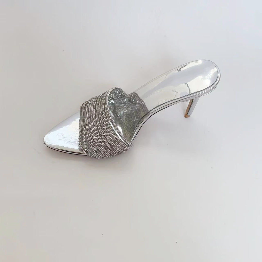 Femme Elegante Rutschet Højhælede Mule Stilla