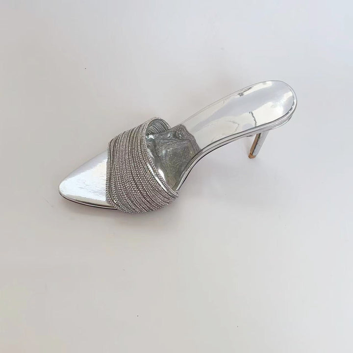 Femme Elegante Rutschet Højhælede Mule Stilla
