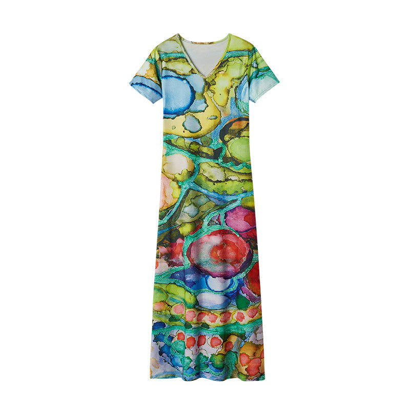 Femme Kunstnerisk Print Maxi Kjole Stilla 1750652957