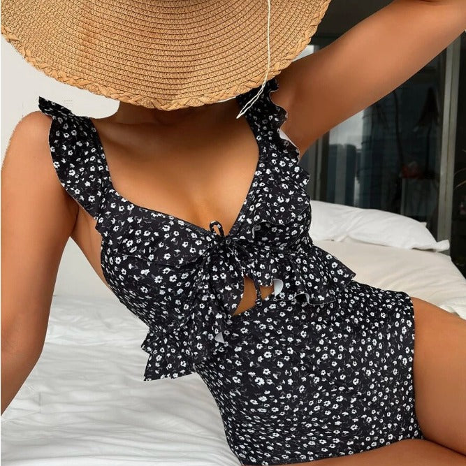 Damer Elegant Floral Badedragt med Ruffle-detaljer Stilla