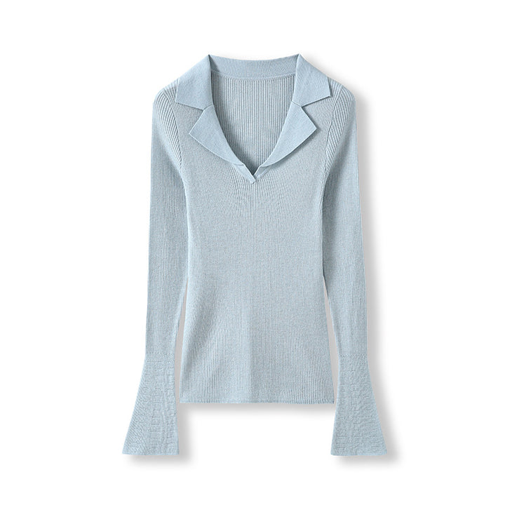 Femme Glockenærme V-Udskæring Pullover Stilla