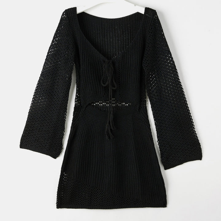 Femme Elegantes Åben-Strik Skulderfri Kjole Stilla