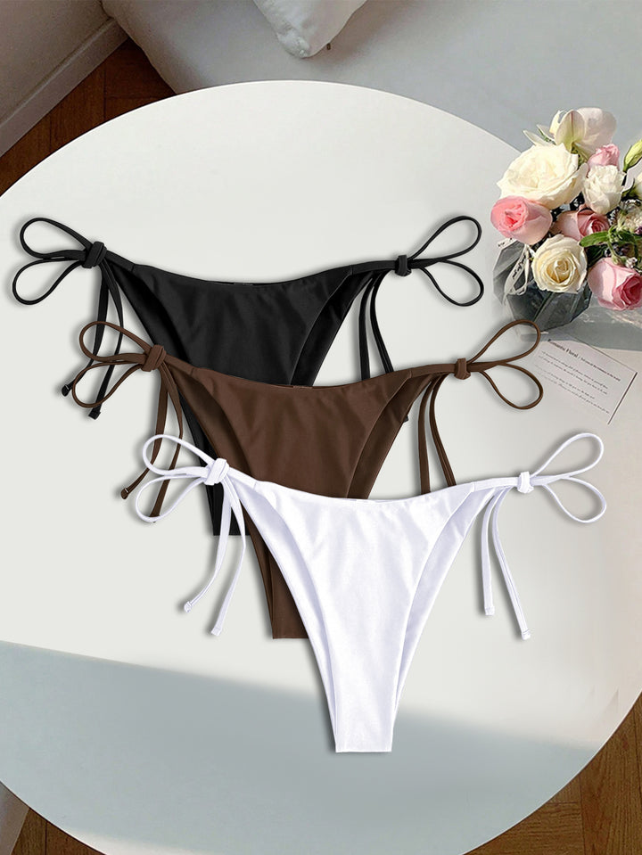 Dame triangel-bikini med blomsterligt leopardmønster og justerbare bindebånd Skovae