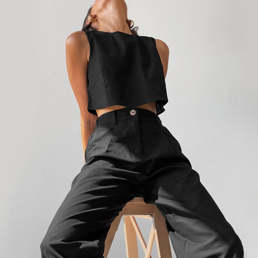 Dame moderne Crop-Top og vidt skåret bukser Stilla