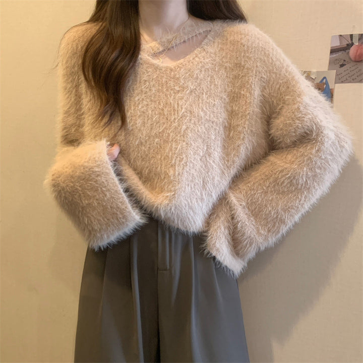 Femme Soft Fluffy Knit Pullover Sweater Stilla