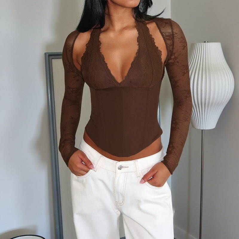 Dame spids bodysuit med figurformende design Skovae