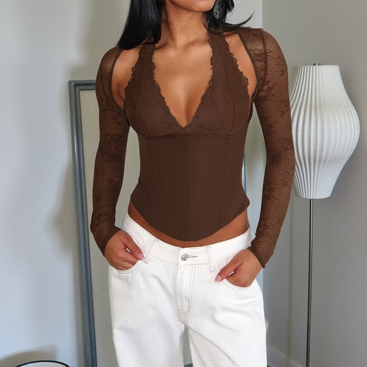 Dame spids bodysuit med figurformende design Skovae