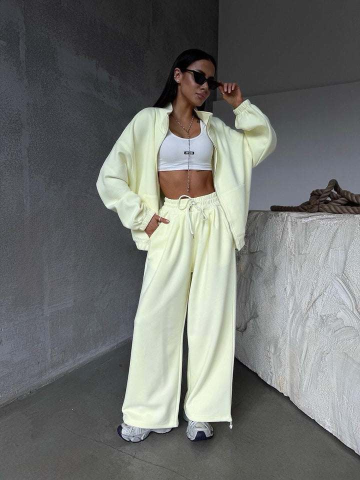 Dame sporty oversized lounge sæt med elastisk linning Skovae