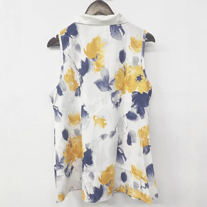 Dame Blusenskjorte med feminine blomsterprint og fine spids detaljer Stilla