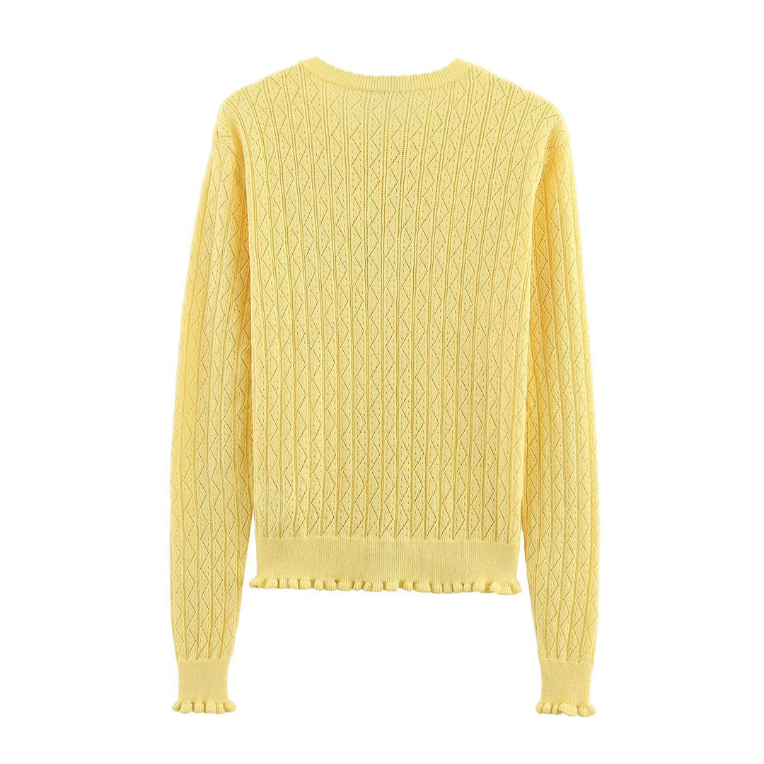 Dame Cropped Tekstureret Cardigan med Rynkeaccenter Stilla