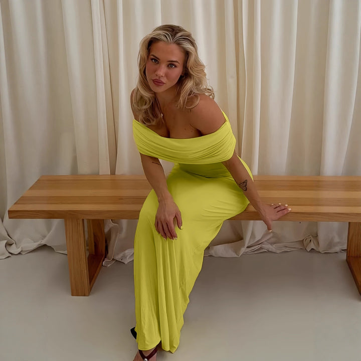 Damer Off-Shoulder Maxikjole med dekorative Rüschendetails Skovae