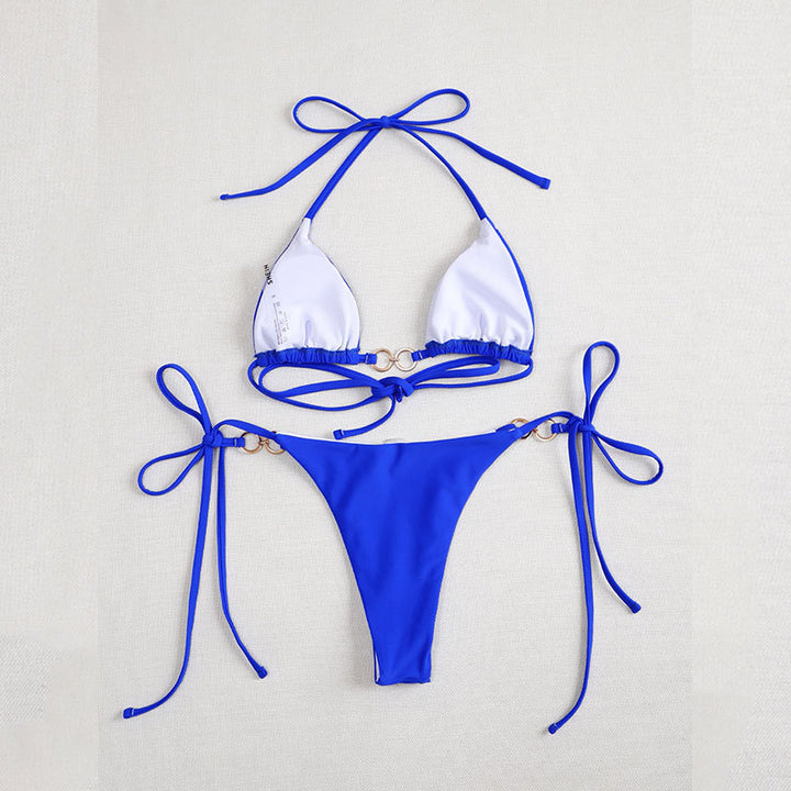 Dame triangel-bikini med legende knude og elegant guldaccent Skovae