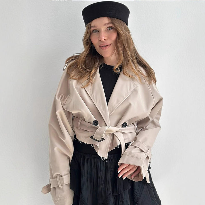 Dame modisch trenchcoat med bælte og oversized snit Stilla