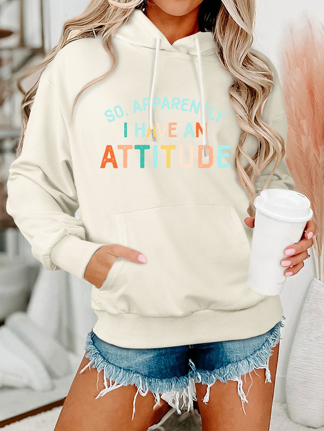 Kvinderne hoodie med kreativ tekst og afslappet pasform Stilla