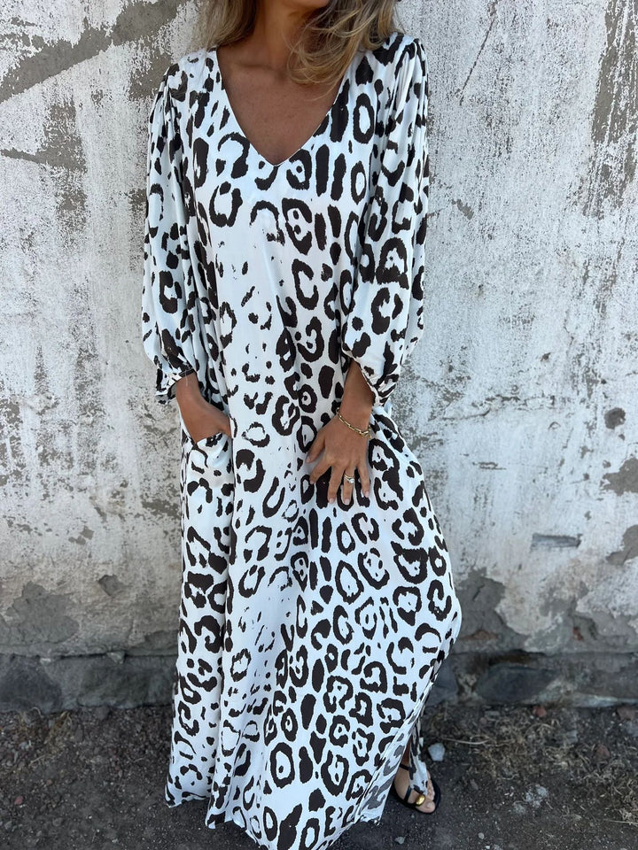 Dame maxikjole med leopardmønster Stilla
