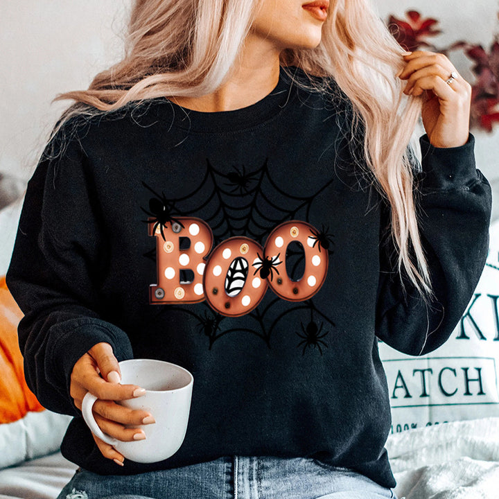 Kvinders sweatshirt med kreativ Halloween edderkoppespind design Stilla