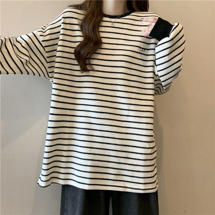 Femme Relaxed Stribet Rundhals Sweatshirt Stilla