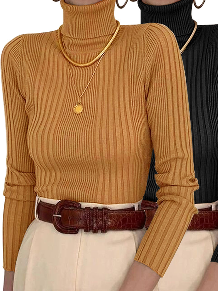 Dame finstrik rullekravepullover med elegant ribdesign Stilla