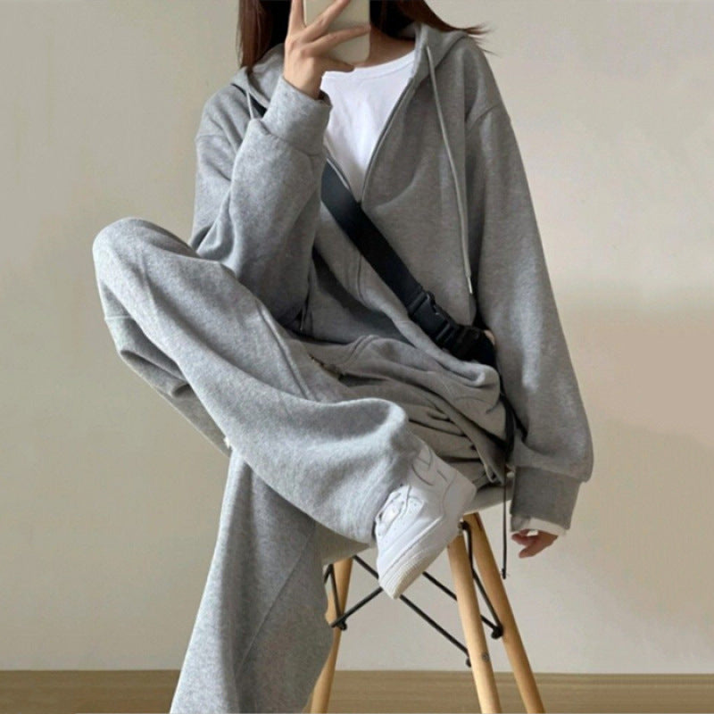 Kvinders Urban Lounge Sæt med Hoodie og Bred Jogging Bukser Skovae