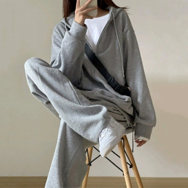 Kvinders Urban Lounge Sæt med Hoodie og Bred Jogging Bukser Skovae