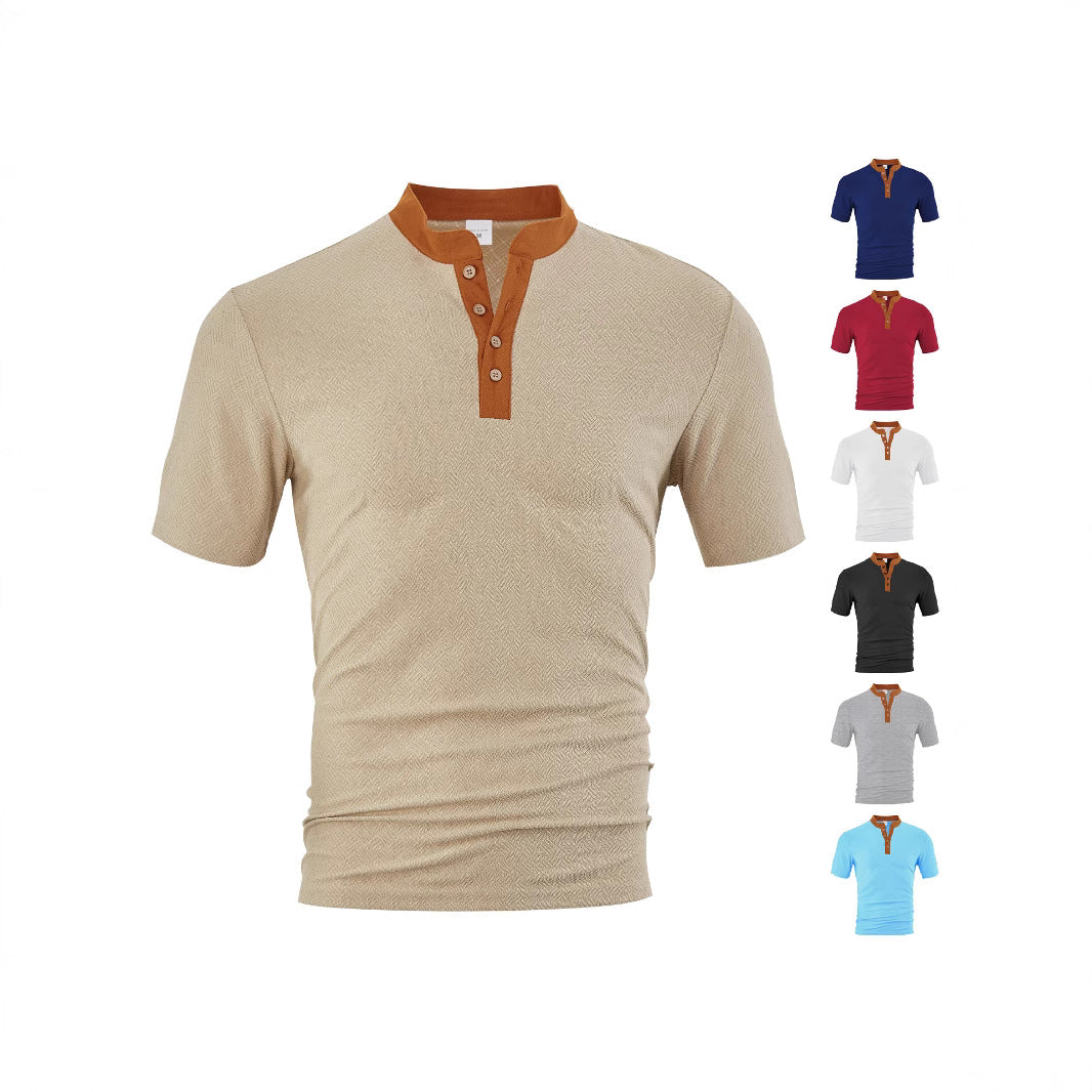 Herrer poloshirt med elegant Henley-udskæring og struktureret design Stilla