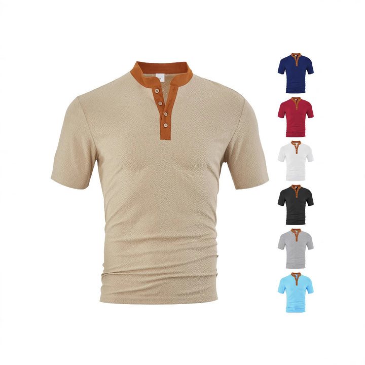 Herrer poloshirt med elegant Henley-udskæring og struktureret design Stilla