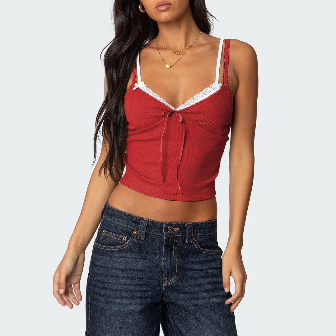 Damer Raffineret Bustier top med sart Blonder Stilla