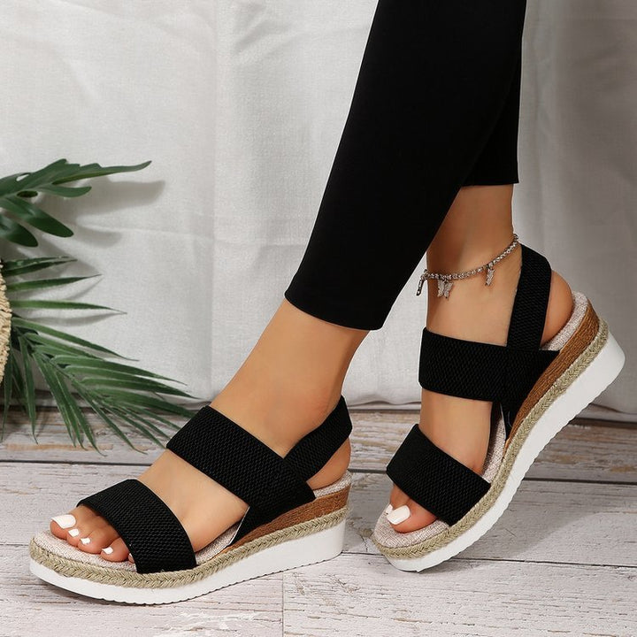 Dame Wedge-sandaler med polstret sål og elastiske remme Stilla