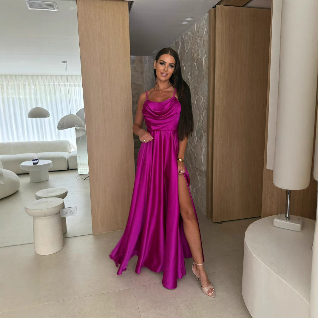 Dame Elegant Satin Aftenkjole Stilla