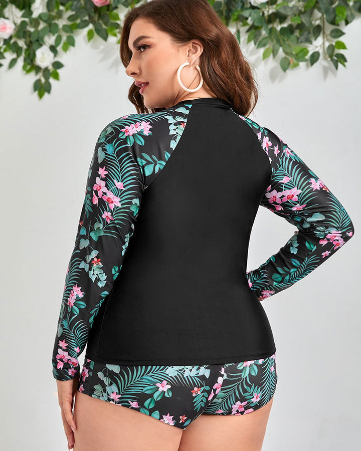 Dame Sporty badeoutfit med langærmet top og shorts Skovae